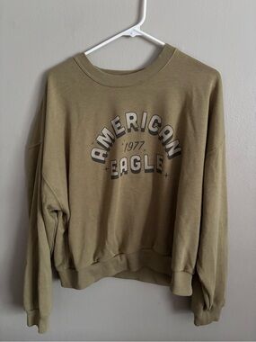 American Eagle Outfitters Olive Green Crewneck Sweatshirt with Logo